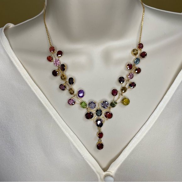 Natural Multicolor Spinel Designer Necklace in 18K solid gold New - Picture 7 of 13